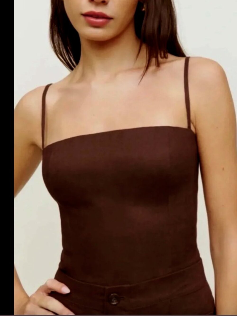 Reformation Brown Overland Linen Top